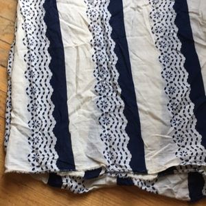 Blue and white linen scarf